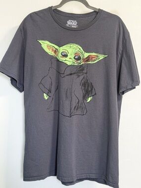 Star Wars Grogu Graphic Tee 2X Charcoal Baby Yoda T-Shirt Adult